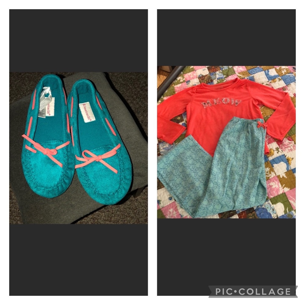 American Girl pajama set and bedroom slippers